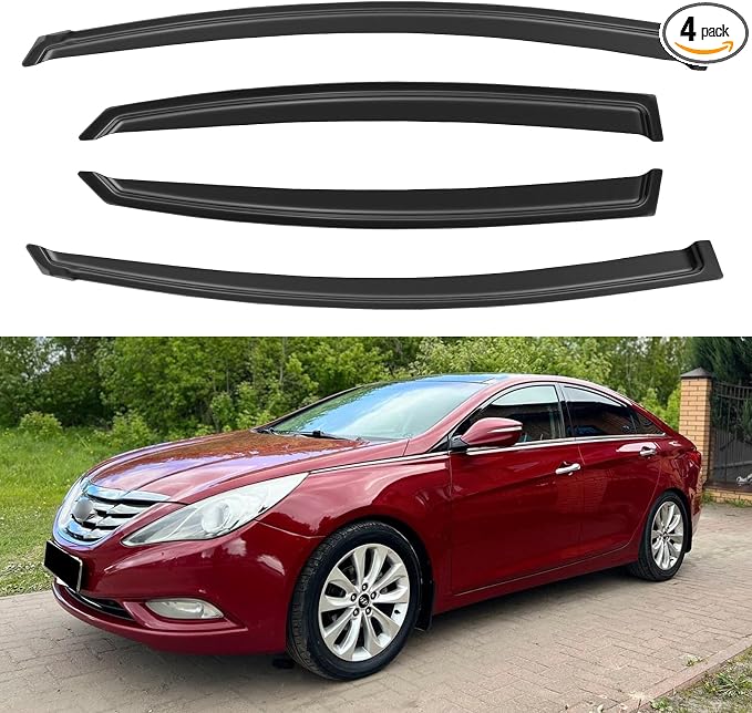 Window Visors Rain Guards for 2011 2012 2013 2014 Hyundai Sonata, Out-Channel by YQAUTEC
