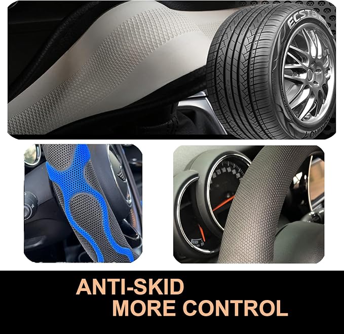 PINCTROT D Shaped Comfy Grip Steering Wheel Cover, Anti-Slip Design, Flat - Image 5