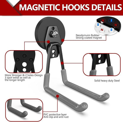 3-H Heavy Duty Magnet Garage Hooks 4 Pack, Extra Large Strong Magnetic Hooks - Image 4