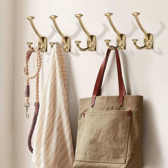Large Wall Double-Sided Hook 5 Pack Champagne Brozne Hook Decorative Heavy Duty - Image 5