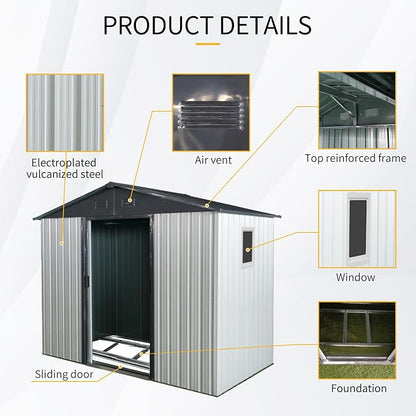 4x8 FT Outdoor Storage Shed, Metal Garden Shed - Image 3