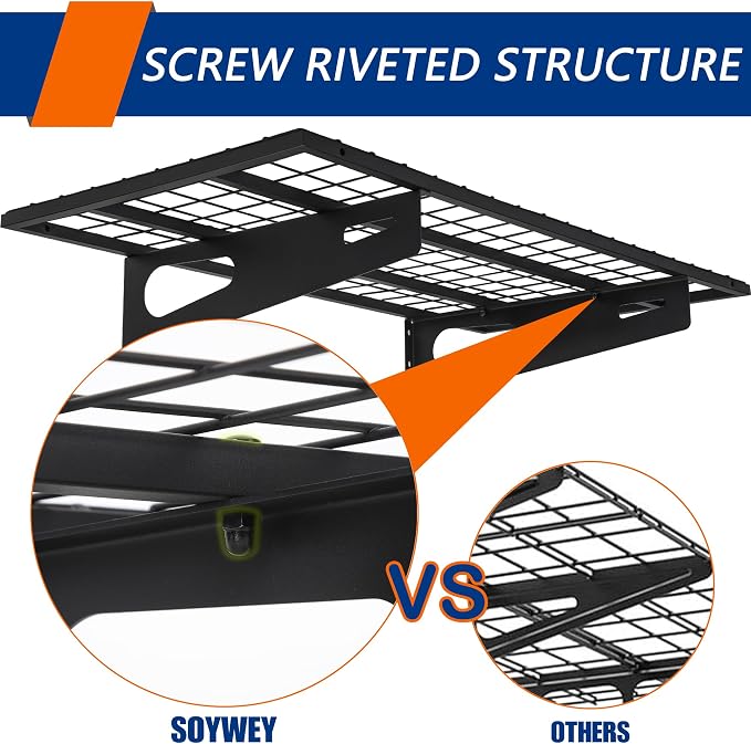 2-Pack 1.5x3FT Garage Shelving 17.7-inch-by-35.8-inch Wall Shelf Garage Storage - Image 7