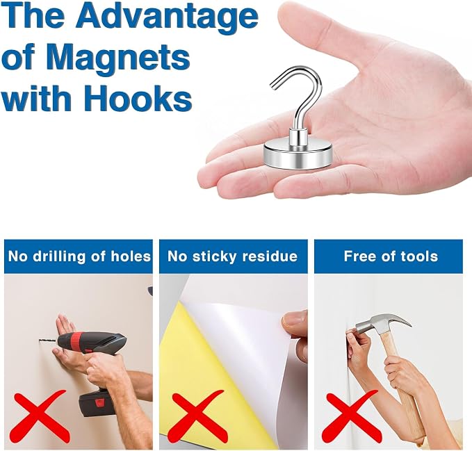 LOVIMAG Magnetic Hooks for Cruise Cabins, 110lbs Magnetic Hooks for Classroom - Image 5