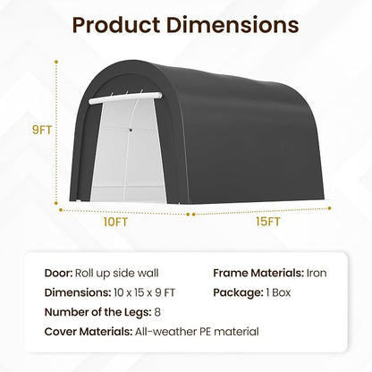 Kiss the Water Carport, Round Portable Garage, Steel Heavy Duty Carport - Image 3