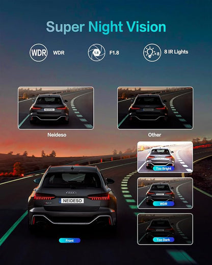 AI Dash Cam Front Rear Inside, 4 Channel 3k+1080P*3 Dashcam - Image 5