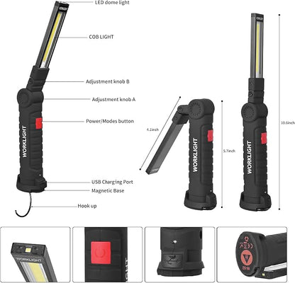 Suranew LED Worklight Flashlight, COB Rechargeable Work Lights - Image 3