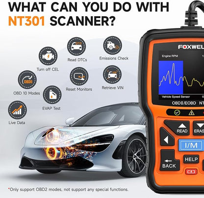 FOXWELL NT301 OBD2 Scanner Graphing Live Data Diagnostic Code Reader - Image 3