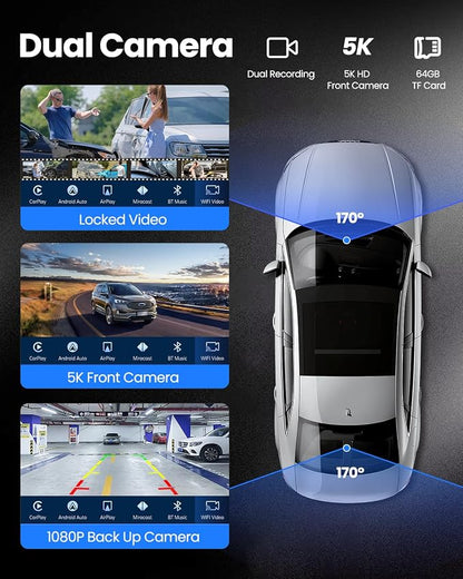 Portable Carplay Screen for Car 5K Dash Cam, Car Audio Receivers - Image 2