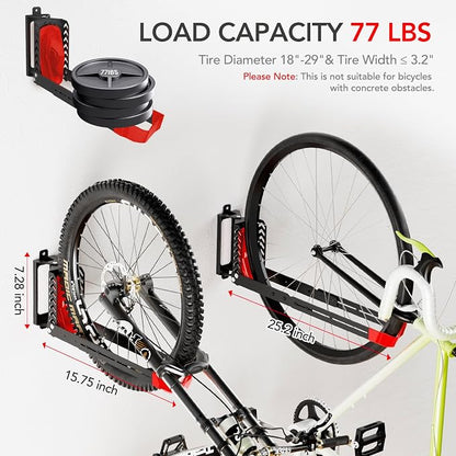 3-Pack Swivel Bike Rack Wall Mount, Bike Hangers - Image 2