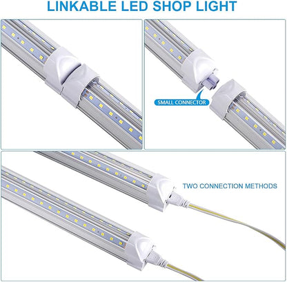 8ft LED Shop Light Fixture, 100W 15000LM 6000K, Cold White, V Shape, Hight - Image 3