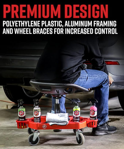 Adam's Polishes Pro Rolling Stool, Car Detailing Stool Chair, Shop Stool - Image 7