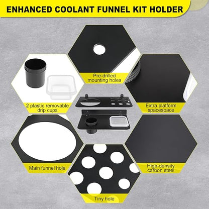 Coolant Funnel Kit Holder Storage Rack Includes 2 Plastic Removable Drip Cups - Image 6