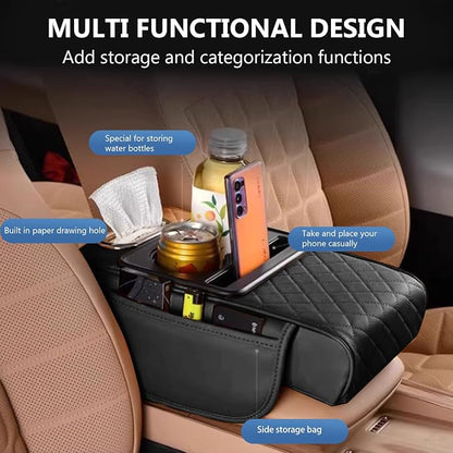 Universal Car Armrest Cushion Organizer, Leather Armrest Cover - Image 2