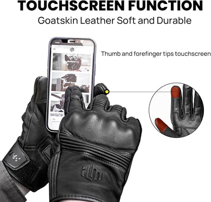ILM Goatskin Leather Motorcycle Motorbike Powersports Racing Gloves Touchscreen - Image 3