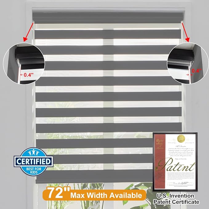 Persilux Cordless Zebra Blinds for Windows Free-Stop Roller Window Shades Dual - Image 4