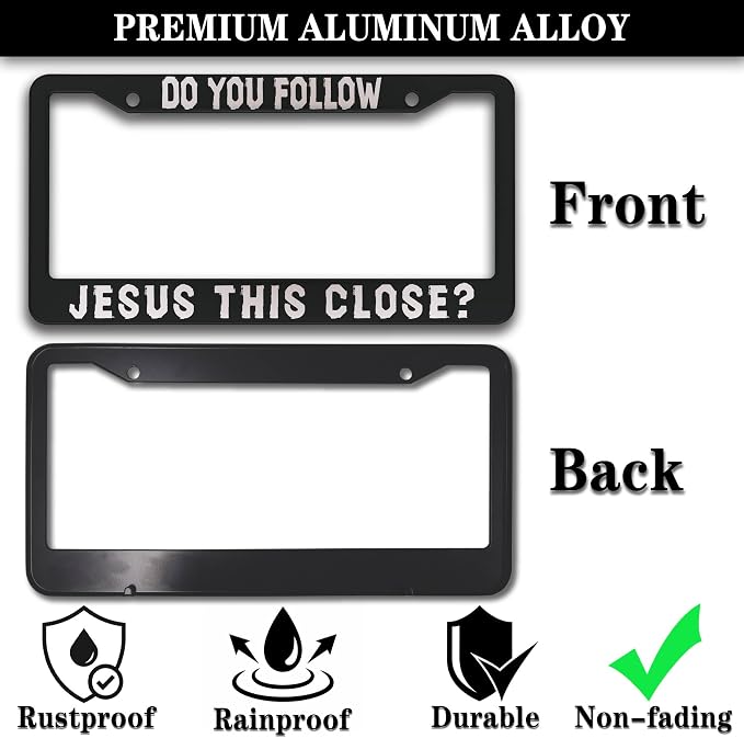 License Plate Frames Black and White License Plate Cover Do You Follow Jesus - Image 3