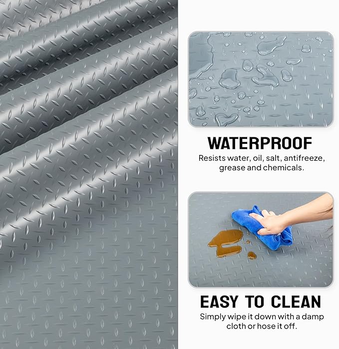 TUFFIOM 7.5x22 FT Garage Floor Mat, Thickened Diamond Plate PVC Garage Mats - Image 2