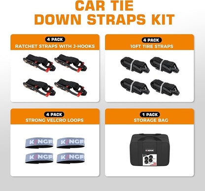 Kingfun Heavy Duty Car Tie Down Straps - Image 6