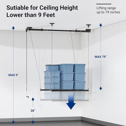 FLEXIMOUNTS Overhead Garage Storage Rack, 4x4 Ft Heavy-Duty Garage Ceiling - Image 3
