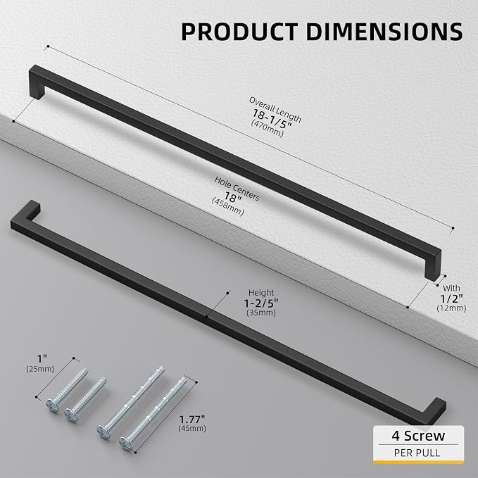 goldenwarm Black Cabinet Pull 45 Pack Matte Black Drawer Hardware Pulls Modern - Image 2