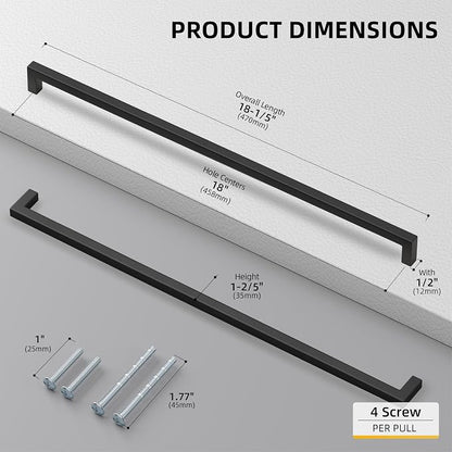goldenwarm 60 Pack 18INCH Black Cabinet Pulls Kitchen Cabinet - Image 2
