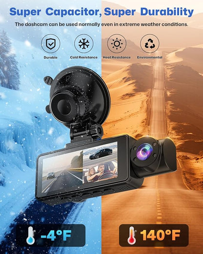 Dash Cam Front and Rear 2.5K/1440P, 3 Channel Dash Camera - Image 8