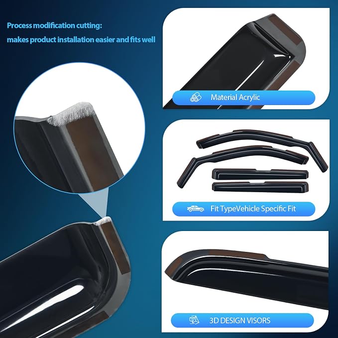 Nilight Durable in Channel Rain Guards - Image 2