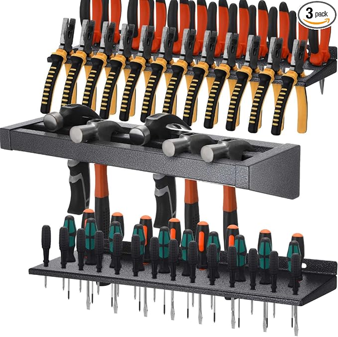 3 Pcs 16in Screwdriver Organizer Wall Mounted Metal Storage Set by Memorywuu