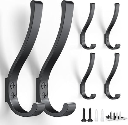6-Pack Heavy Duty Coat Hooks for Wall Mount by BREYDROK