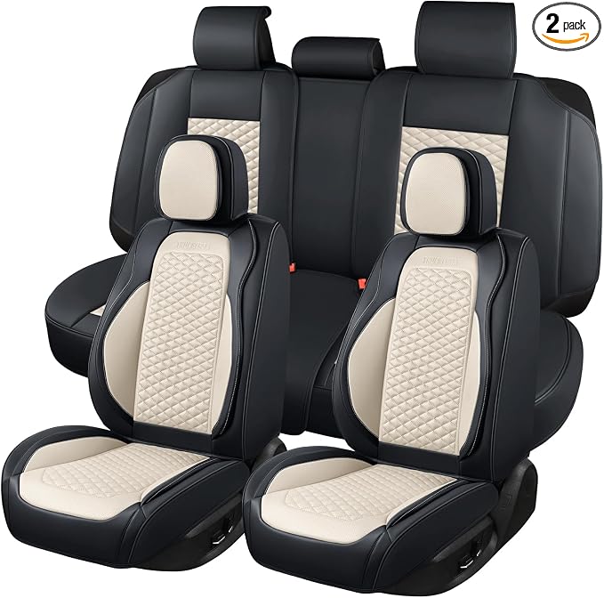 Seat Covers for Cars Full Set, Leather Seat Covers 2 Pack, Breathable Leather by truckerset