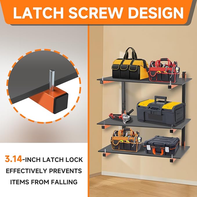 Lumber Rack Wall Mount, Heavy Duty Wood Storage Racks, 3-Level System Garage - Image 7