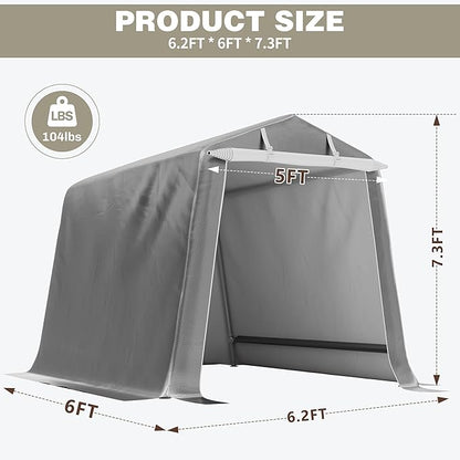 Shintenchi 6x6ft Outdoor Portable Storage Shelter Shed, Carport Storage Shed - Image 3
