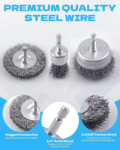 60 Pack Rocaris Carbon Steel Wire Wheel Brush Set - Image 2