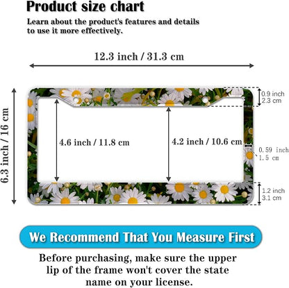 Fun License Plate Frame Cover Multicolor License Plate Frames Daisy Flower - Image 2