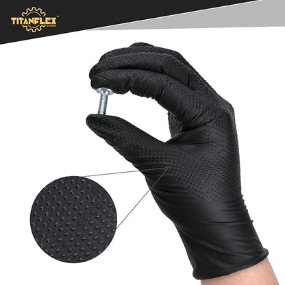 TitanFlex Thor Grip Heavy Duty Black Industrial Nitrile Gloves - Image 5