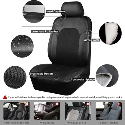 CAR PASS Leather Two Front Car Seat Cover; 4Pcs Waterproof Car Floor Mats & - Image 3