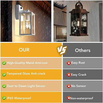 PARTPHONER Dusk to Dawn Outdoor Light Fixtures, Waterproof Exterior Wall Sconce - Image 7