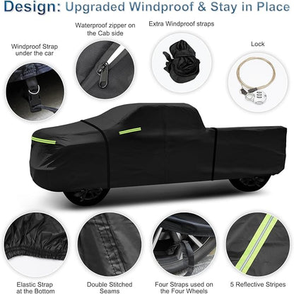 Truck Cover for Chevy Silverado Crew Cab Long Bed 8.3ft Heavy Duty Waterproof - Image 2
