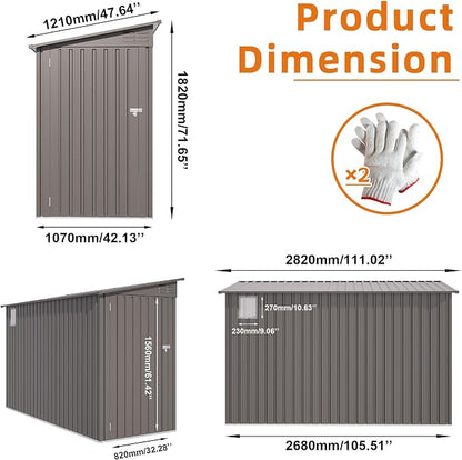 4 x 9 FT Lean to Shed with Windows, Metal Sheds & Outdoor Storage with 2 Vents - Image 2