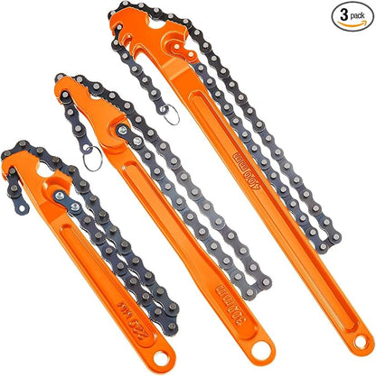 Lasnten 3 Pcs Large Reversible Chain Oil Filter Wrench by Lasnten