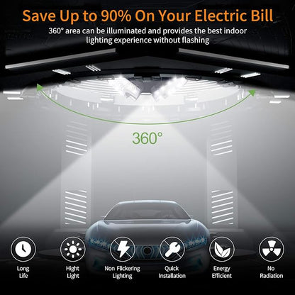 LED Garage Lights, 140W 18500 Lumens Garage Ceiling Lighting, 6000K Daylight - Image 6