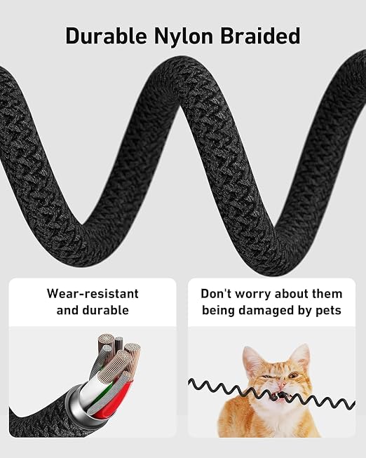 USB to Lightning Cable for Car 3FT+6FT, Coiled iPhone Charger Cables Braided - Image 6