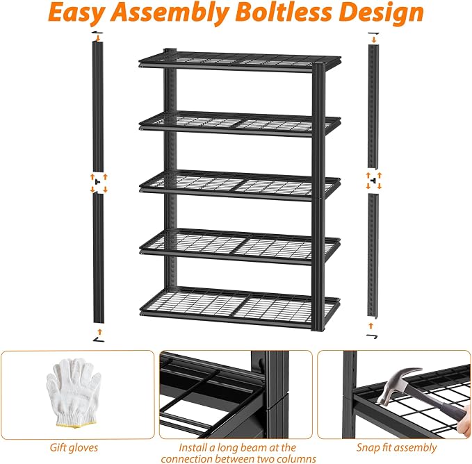 ROOMTEC 48" W Garage Shelving Heavy Duty, 2800LBS Storage Shelves, 5-Tier - Image 9