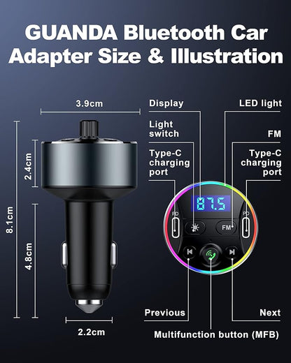 Dual PD 40W Type-C USB Car Charger Bluetooth Car Adapter Bluetooth 5.3 FM - Image 8