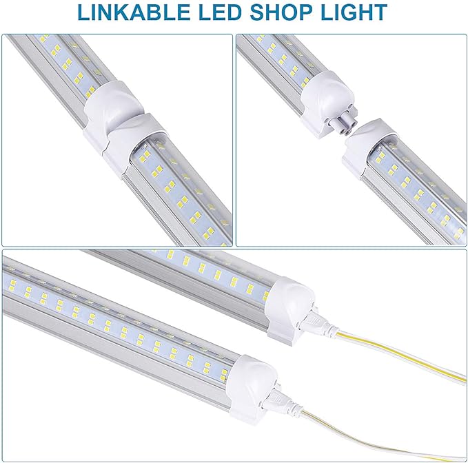 20 Pack 8FT LED Shop Light Fixture, 144W 15500LM 6000K Cool White, High Output - Image 5