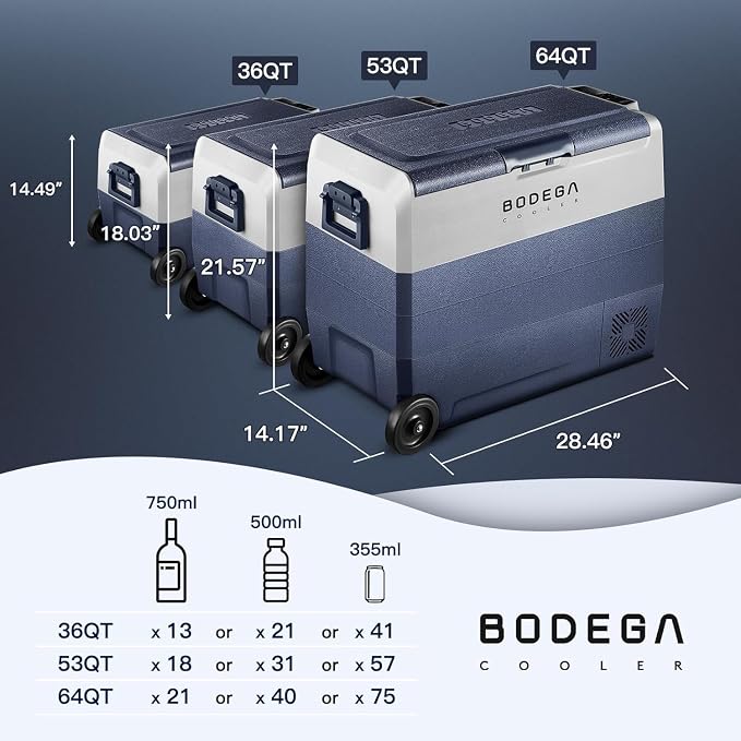BODEGACOOLER 12 Volt Car Refrigerator, 53 Quart Portable Freezer, Dual Zone Car - Image 8