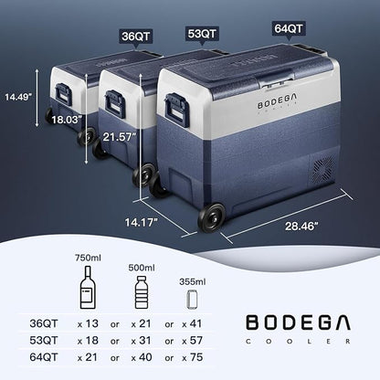 BODEGACOOLER 12 Volt Car Refrigerator, 53 Quart Portable Freezer, Dual Zone Car - Image 8