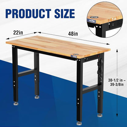 WORKPRO Adjustable Garage Workbench, Leveling Foot, 5 Heights, 1500 LBS Load - Image 5