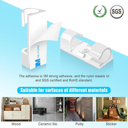 XHF 35pcs Large Self Adhesive Cable Clips White, Wire Clips Cable Management - Image 2