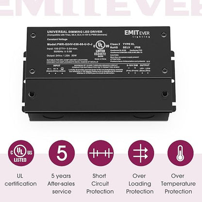 EMITEVER Dimmable Led Driver, 2 Packs 30W AC 110V-277V to DC 24V Transformer - Image 7